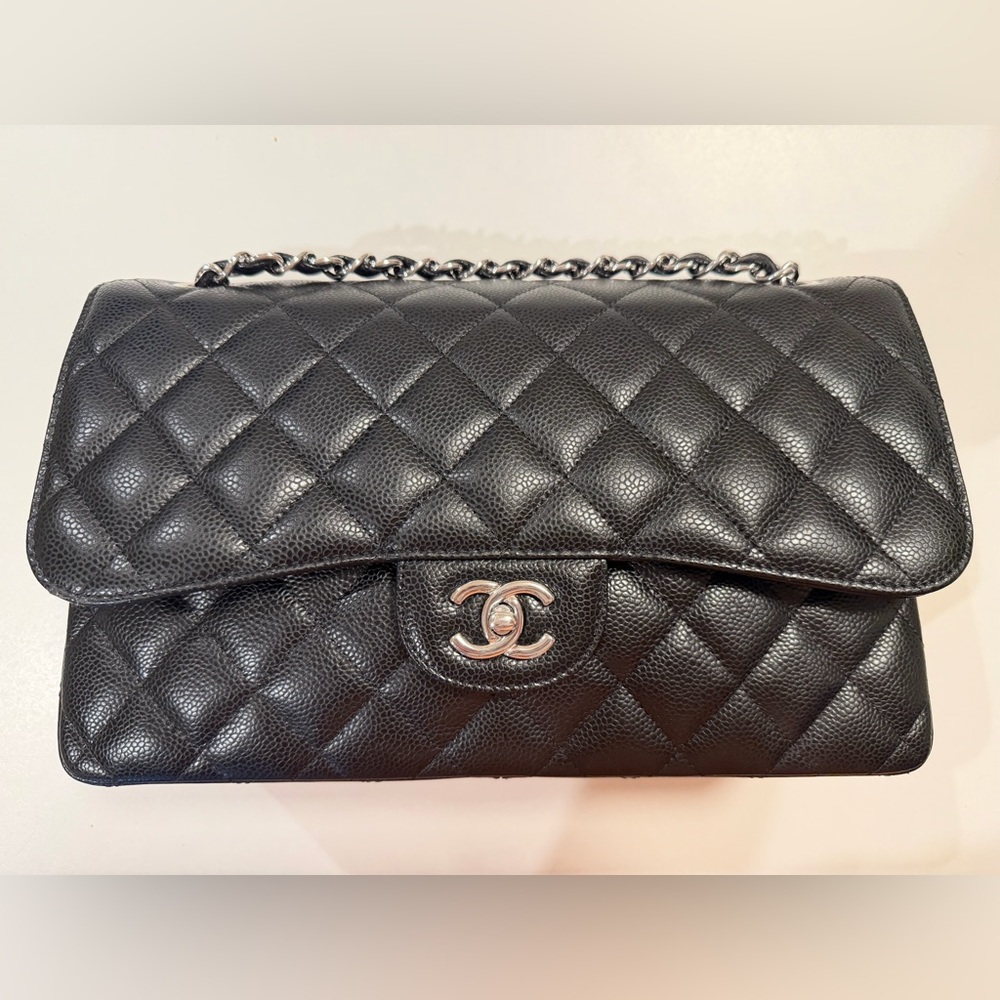 Chanel Classic Black Caviar Jumbo Flap SHW
